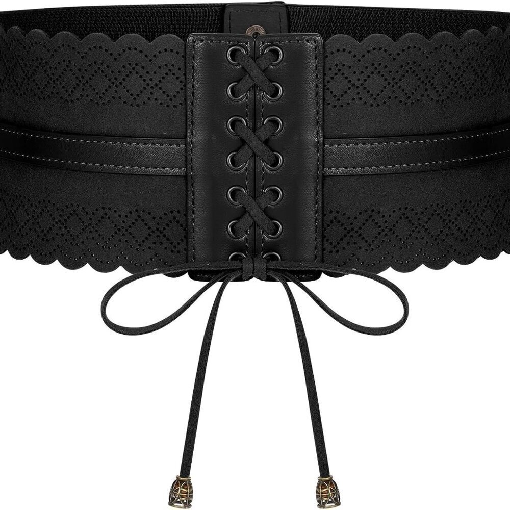 Women Elastic Wide Waist Belt for Dresses Faux Leather Support Shaping